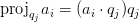 \text{proj}_{q_j} a_i = (a_i \cdot q_j) q_j
